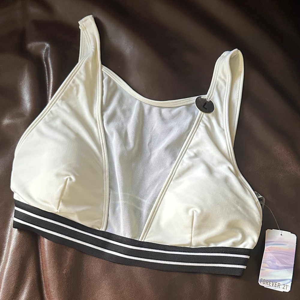 NWT Forever 21 Swimwear Bikini Top White and Black